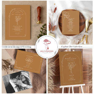  Floral Rustic Goldenrod Wedding QR Code All In One Uitnodiging