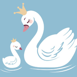 Blauwe Zwanen Baby Shower Vogel met Kroon Kaart
