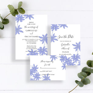 Periwinkle Blue Daisies Wedding Save the Date