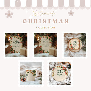 Rustic Holly Granaatappel Kerstmis Feestdagenkaart