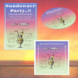 Sundowner Blue Hawaii Cocktail Party Kaart
