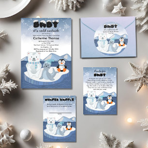 Arctic Animals Winter Wonderland Baby shower Kaart