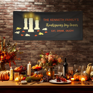 Kaarsen kleurrijke bladeren Thanksgiving Kaart