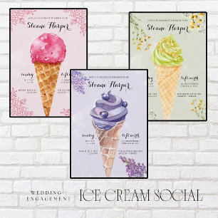 Berry Ice Cream Social Bridal Shower-uitnodiging Kaart