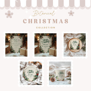 Rustic Birch Pinecone Kerstmis Feestdagenkaart