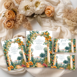 Chic Lemon Mediterranean Summer Wedding Kaart