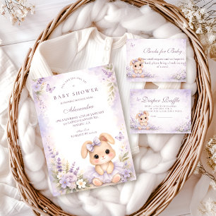 Lavender Konijn Bloemetjes Baby Shower Servet