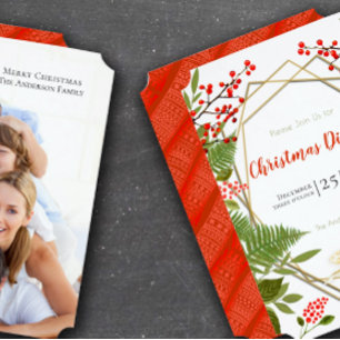  Santa Red Berry Winter Greens Vierkante Sticker