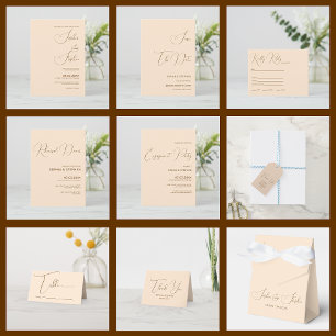 Blush Background Minimalism RSVP Kaartje