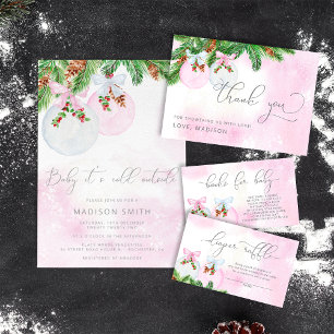 Kerst Roze Meisje Baby shower Hot Chocolate Bar Poster