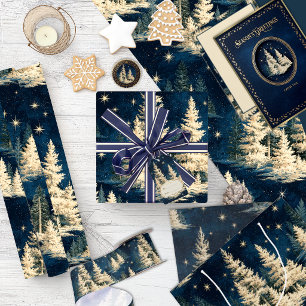 Oude Kerstmis Sterrenrijke Winterbos Tissuepapier
