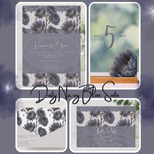 Elegant Dusty Navy Blue bruiloft Bloemen RSVP Kaartje
