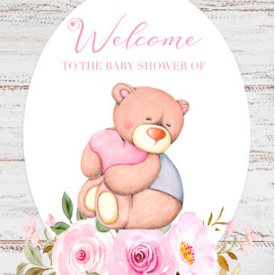 We kunnen wachten tot Teddy Bear Girl Baby shower Kaart