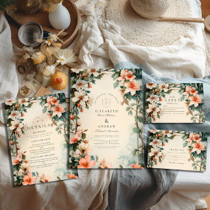 Fancy Floral Art Nouveau bruiloft Bedankkaart