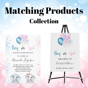 Geslacht openbaring meisje blauw roze olifant spandoek