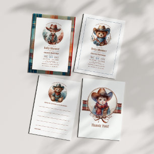 Rustic Little Cowboy Baby shower Advieskaart
