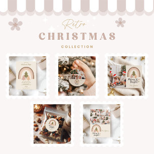 Retro Neutrale Regenboog Merry & Bright  Kaart