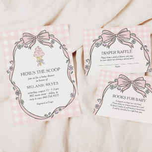 Hier is de Ijsje Roze IJscrème Sundae Baby Shower Kaart