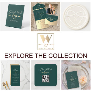 Emerald Green Calligraphy Wedding All In One Uitnodiging