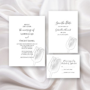 Tulip Sketch Wedding RSVP Response Kaart