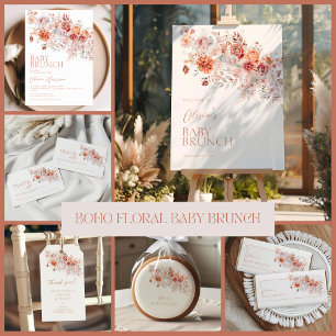 Boho Floral Baby Brunch Bedankkaart