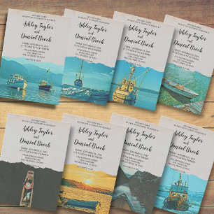  bruiloft voor strandbestemming van vissersboot kaart