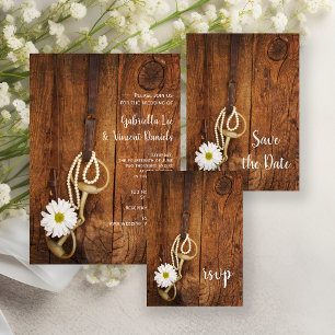 Daisy and Horse Bit Western Wedding RSVP Kaart
