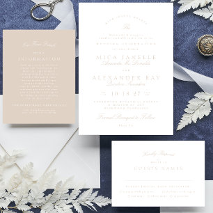 Blush Pink Elegant Calligraphy Formal Wedding Kaart