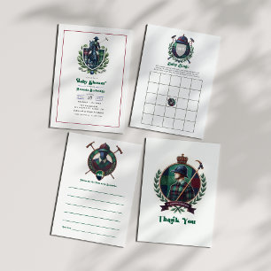 Paardensport thema Preppy Polo Baby shower Advieskaart