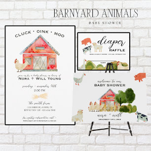 Barnyard Animals - Barn - Baby shower Favor Sticke Ronde Sticker