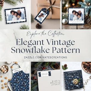 Elegant  Blauw Wit Sneeuwvlok Patroon Inpakpapier Vel