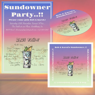 Sundowner Blue Tahoe Cocktail Party Ronde Kartonnen Onderzetter