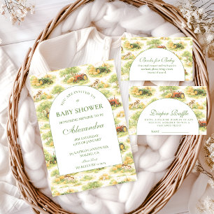 Klassieke boerentrekkercountryside baby shower kaart