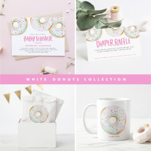 Waterverf Witte Sprinkle Donuts Baby Brunch Kaart
