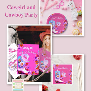 Birthday Cowboy Male Party Invitation Kaart