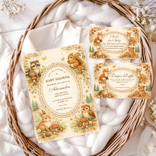 Betoverde Bosdieren Baby Shower Kaart