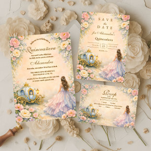 Betoverde Koets Sprookjesachtige Quinceañera RSVP Kaartje