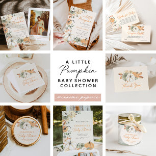 Kleine Pompoen Bloemen Boho Elegant Baby shower Bedankkaart