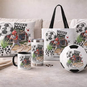 Aangepaste Voetbalmoeder Fotosamenstelling Kussen