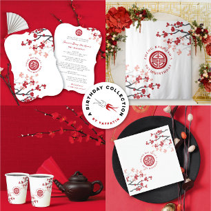 Kersenbloesems levensduur symbool Chinese verjaard Kartonnen Onderzetters