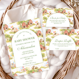 Klassieke boerderijdieren Barnyard Luier Raffle Informatiekaartje