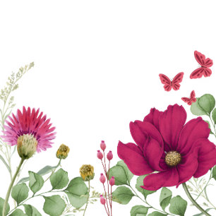 Roze bloem vlinder aquarel feestservet servet