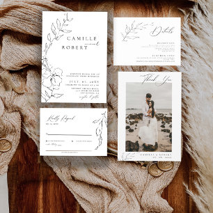 Moderne minimalistische zwart/witte kalligrafie br kaart