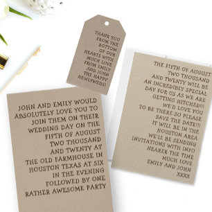 Gewoon Typografie Leuk & Informele bruiloft Kaart