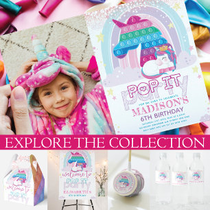 Cute Unicorn Pop It Birthday Party Cadeaupapier