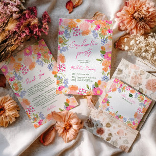 Bohemian bold wilde bloemen foto's afstuderen kaart