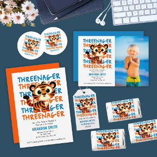 Threenager Tiger Boy 3e Verjaardagsfeestje Kaart