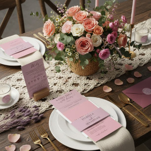 Handtekening Blush Roze Huwelijk Vriendelijk Antwo All In One Uitnodiging