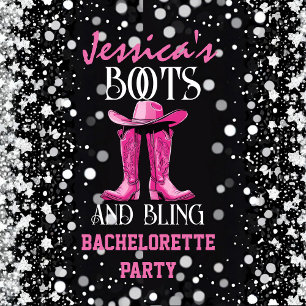 Roze laarzen en Bling Bachelorette Party Wijn Etiket