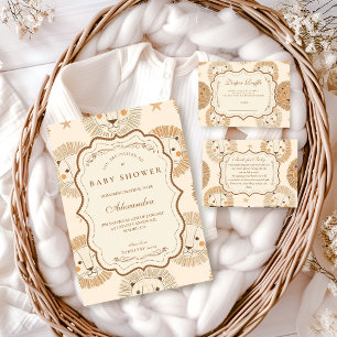 Neutrale Safari Leeuwen Baby Shower Luier Raffle Informatiekaartje